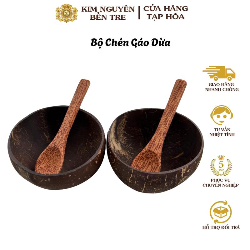 Bộ Chén Gáo Dừa Gồm Chén Và Muỗng Làm Từ Dừa