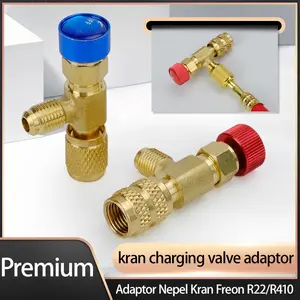 Premium Kran Charging Valve Adaptor Freon R22/R410 – Converter AC Mobil & Rumah R22 ke R32, Quick Coupler Adapter Isi Freon