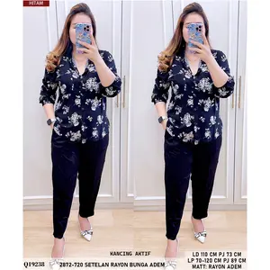 2872 SETELAN RAYON SALUR DAN BUNGA ADEM Q11475 Atasan Celana