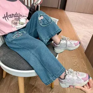 Kulot Denim Anak Perempuan Kekinian Motif Timbul Umur 1-10 Tahun Fashion Anak Trend Skena Terbaru Import Viral