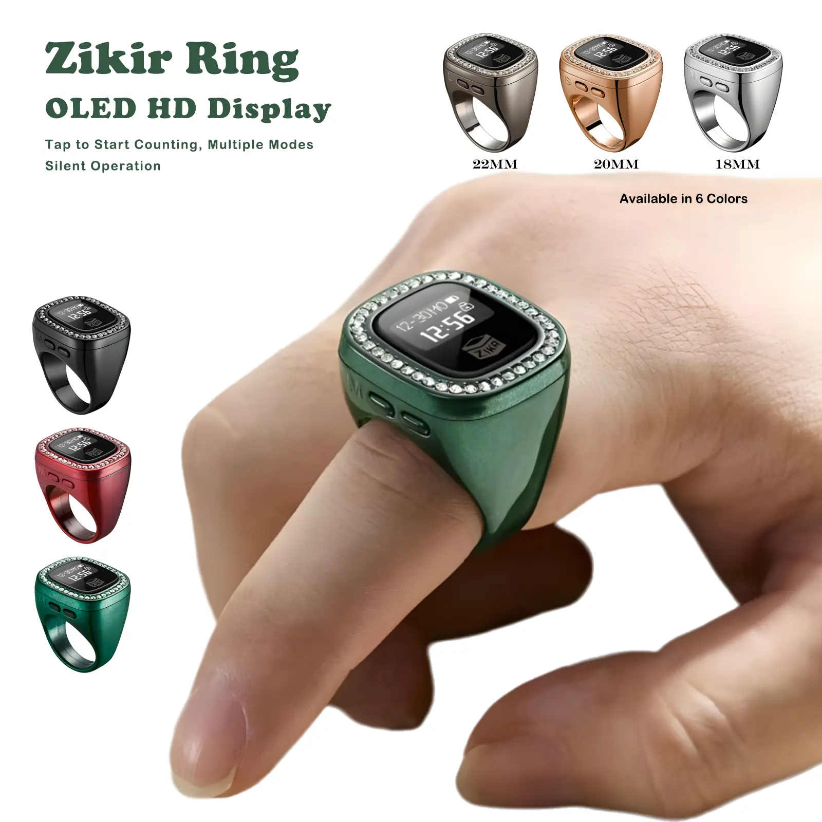 2025 New Multi-Channel Rechargeable Upgraded With Diamonds Counting Device Time Display Vibration Reminder Rings Ring Counter