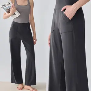 Celana Santai Wanita High-Waist Model Lurus & Longgar, Bahan Stretch Lembut untuk Yoga dan Gaya Sehari-hari -12