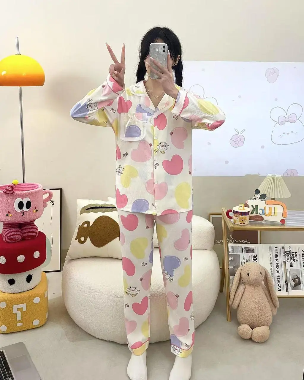 Setelan Piyama Baju Tidur Wanita Dewasa Lengan Panjang Pp Kancing Renda Crinkle Rayon Premium