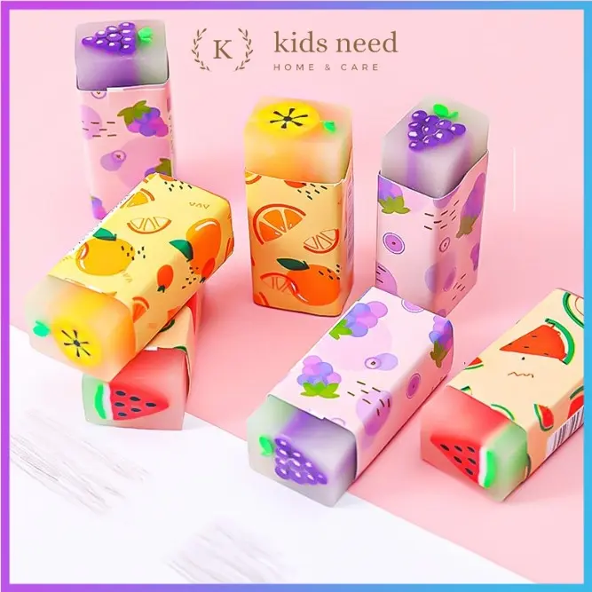 Penghapus Pensil Karet wangi / Eraser Hapusan Pensil Motif Dino Bola dan Buah 1 Pcs Penghapus Eco PVC / Eraser Unik Lucu 4