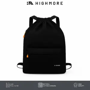 HIGHMORE Tas Ransel Serut Sekolah Backpack Pria Wanita Serbaguna Waterproof Hitam Elegan