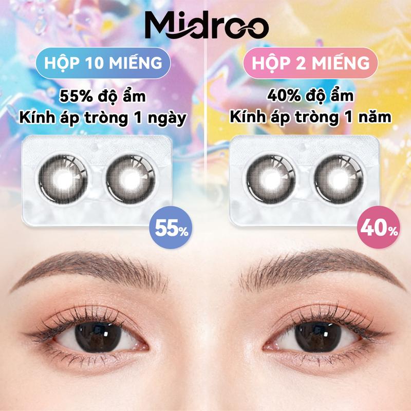  Midroo Lens Kính Áp Tròng 0-6 Độ Snowball 14.5mm Lens Cận Mắt Độ ẩm 1 Năm 40% 2 miếng  1 Ngày 55% 10 miếng 