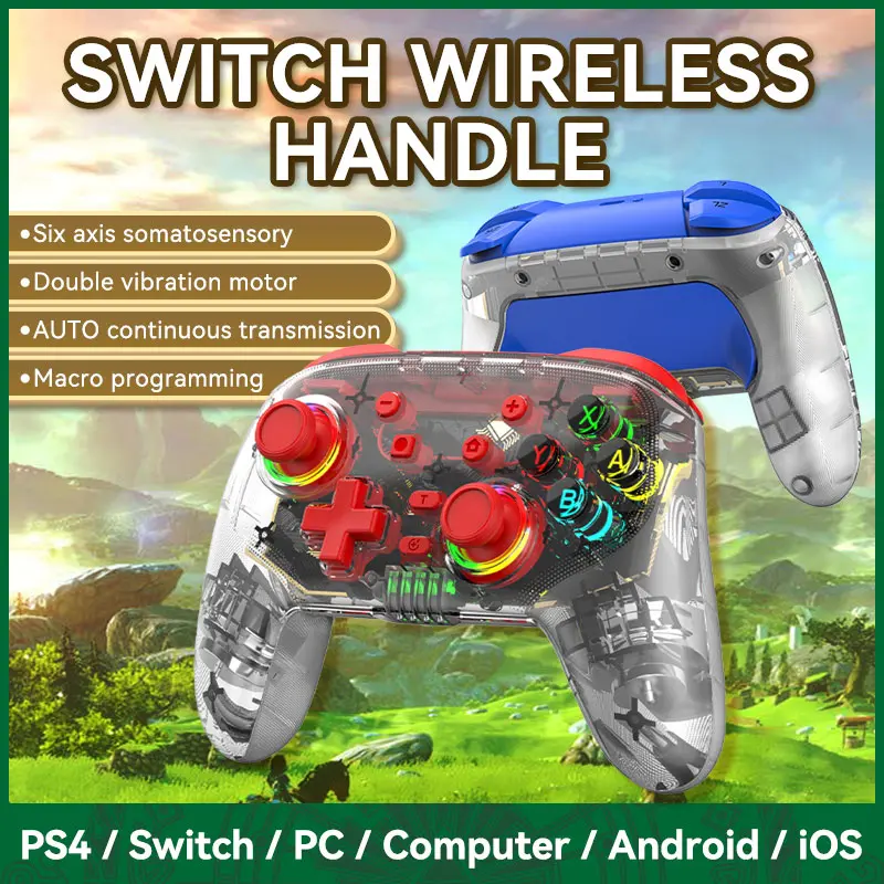 Bộ điều khiển chuyển đổi không dây cho Nintendo Switch, PS4, PC, IOS, Android, bộ điều khiển Switch Pro với đèn RGB, nút quay lại có thể lập trình, động cơ rung kép Wake-up Turbo, cảm biến chuyển động con quay hồi chuyển 6 trục Phụ Kiện Chơi Điện Tử 7