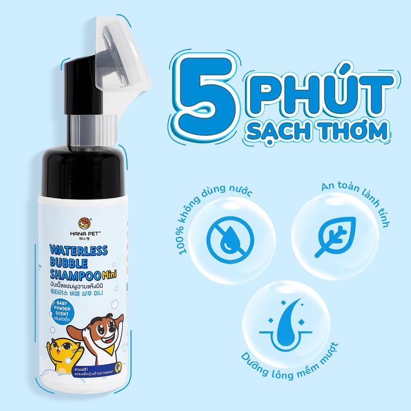 Sữa tắm khô cho chó mèo WBS Mượt Lông Khử Mùi 130ml - Hana Pet Việt Nam
