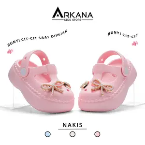 ARKANA KIDS STORE NAKIS - Sepatu Sandal Anak Perempuan Bunyi Cit-Cit Model Balet dengan Hiasan Rumbai Cantik dari Arkana Kids Store
