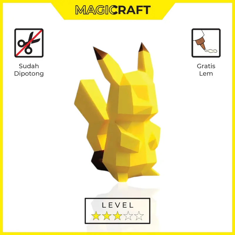 MAGICRAFT 3D Papercraft Pokemon Pikachu Kerajinan Tangan Kertas DIY Miniatur Art And Craft Paper Craft 0