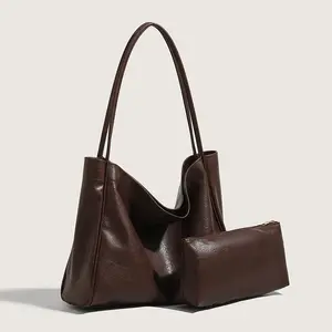 Totebag Wanita Kulit Sintetis Gratis Dompet Resleting Muat Laptop Tas Bahu Perempuan Tote Bag