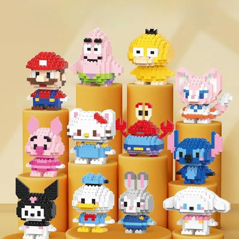 Nano Block Model Edukasi Anak Bricks Mini Karakter Kartun Mainan Balok Building Blocks DIY hadiah mainan peralatan makan kartun pendidikan lucu 1