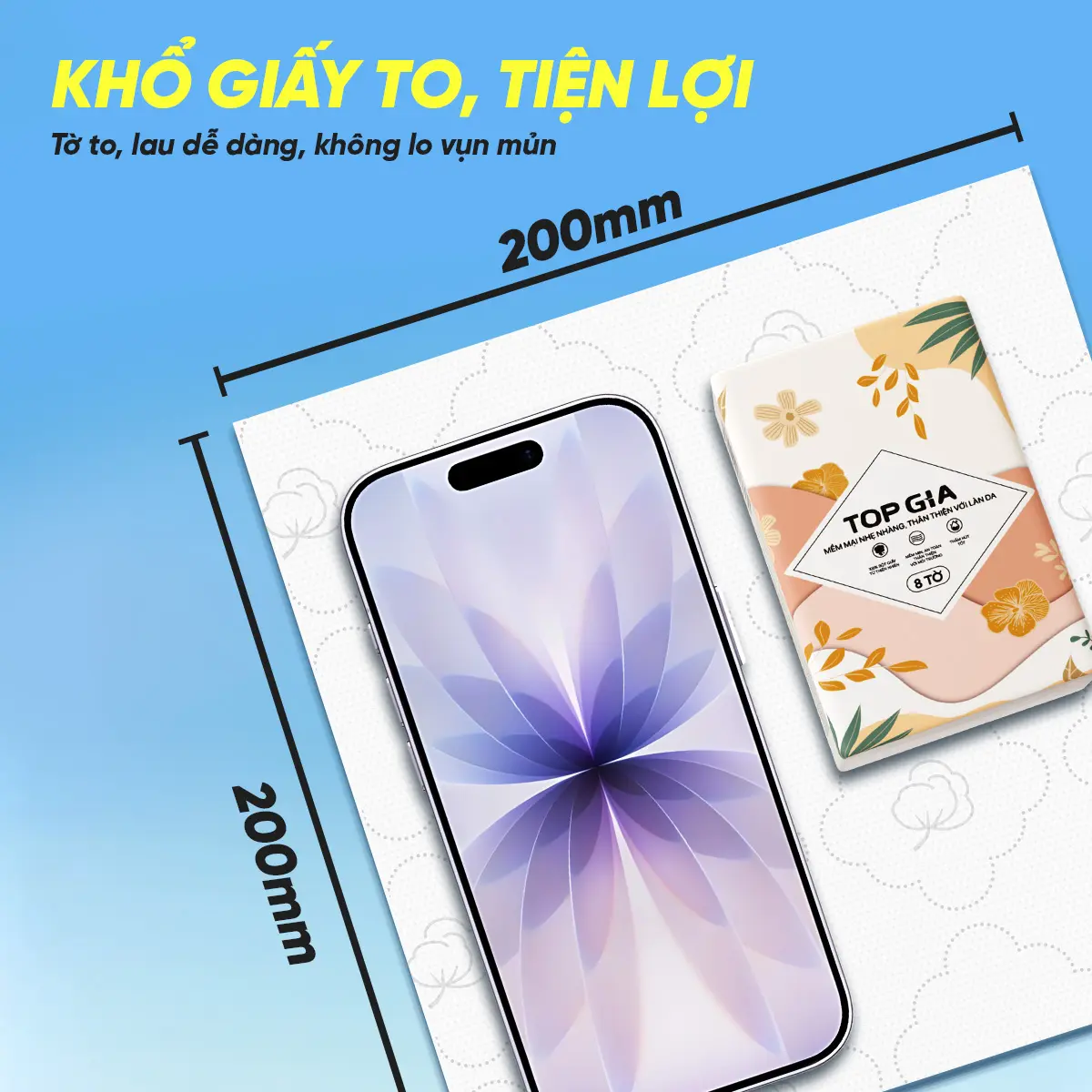 Quy cách lốc 10 gói khăn giấy mini Top Gia nhỏ gọn tiện lợi mang đi làm, đi học