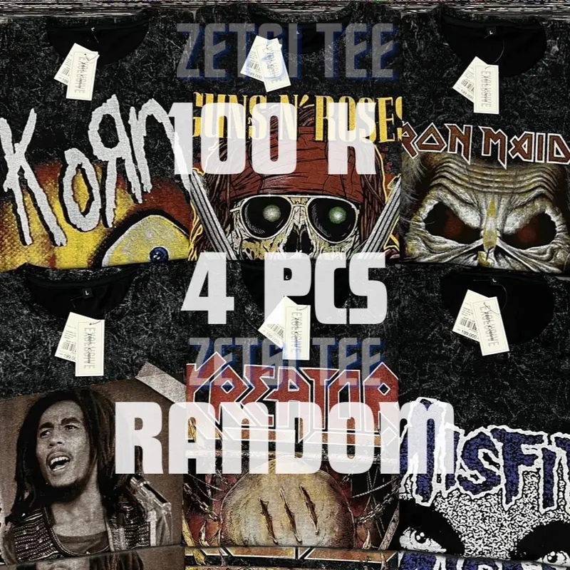 PAKET 4 PCS 100K KAOS WASHING FUL PRINT BAHAN SEMI KATUN 30S MOTIF RANDOM 0