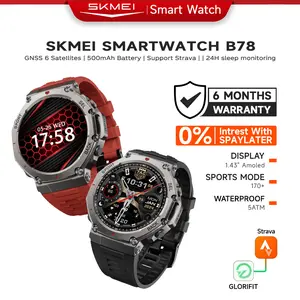 LIVE SKMEI B78 Smartwatch GPS | 5ATM Waterproof |  Layar AMOLED HD | 170+ Mode Olahraga  | Tahan Air 50M | Monitor Kesehatan | Jam Olahraga | Strava+Buy 1 get 4