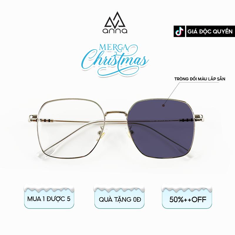  Gọng Kính ANNA Dáng Đa Giác Kèm Tròng Đổi Màu Chống UV Chất Liệu Kim Loại 65097 