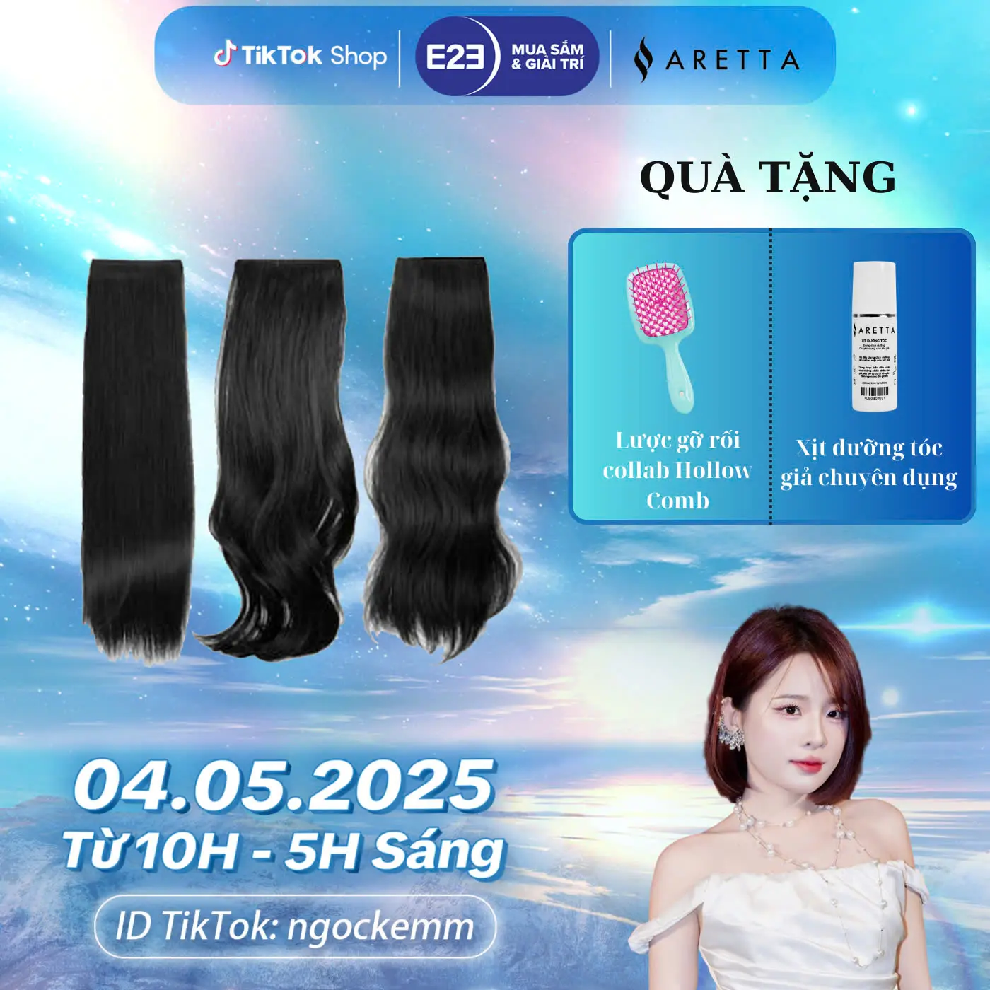 [Tặng Kèm Lược Gỡ Rối Và Xịt Dưỡng Tóc] Tóc Giả Nữ Kẹp Set 3 Mảnh ARETTA Công Nghệ Sợi Protein Nano Mềm Nhẹ Như Tóc Thật - Tóc giả ARETTA - Trải nghiệm cảm giác nhẹ như bay