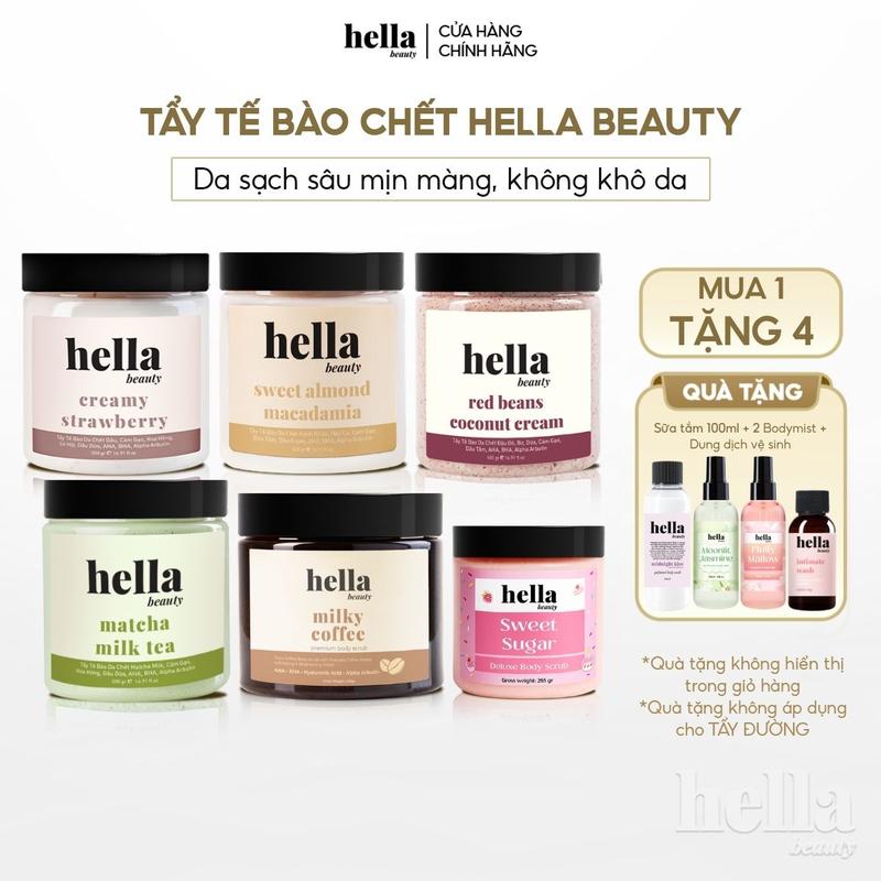 Tẩy tế bào chết body Hella Beauty giúp làm sạch sâu hỗ trợ dưỡng sáng da đều màu