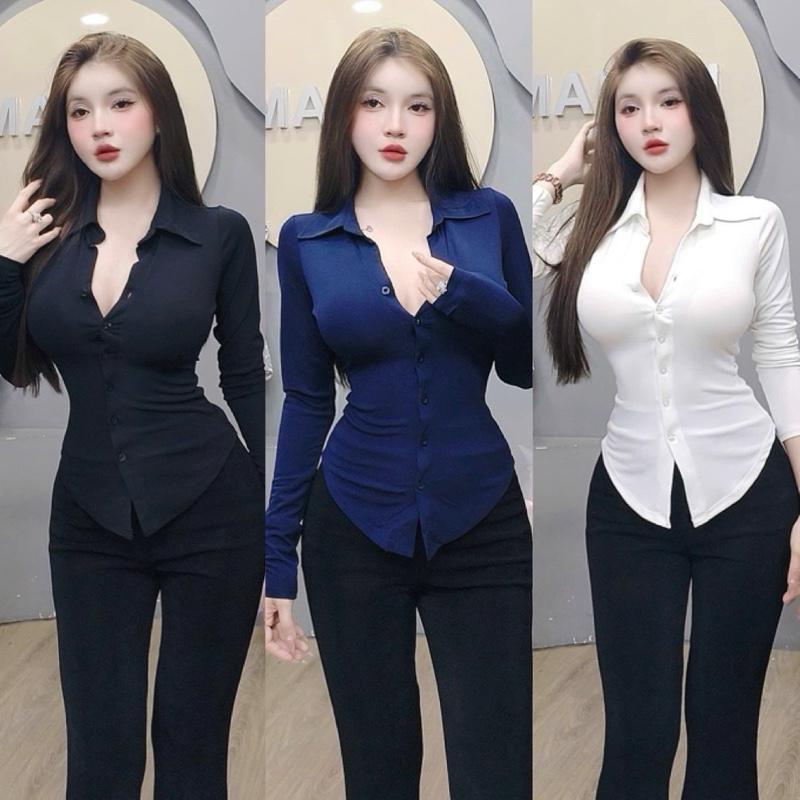  A11 Áo Sơ Mi Body Tay Dài Mai Bùi Store   Nút cài được  