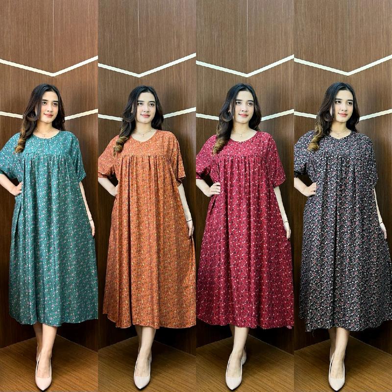 Middi Dres Delisa Wanita   Material Bahan Rayon Premium ( adem,halus,bahan jatuh jadi menyesuaikan bentuk tubuh   Detail Size ALL SIZE 0