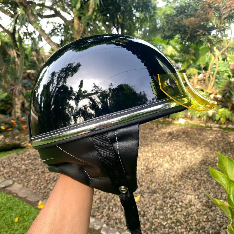 Helm Chip Vintage Hitam Polos Custom untuk Motor - Motorcycle 4