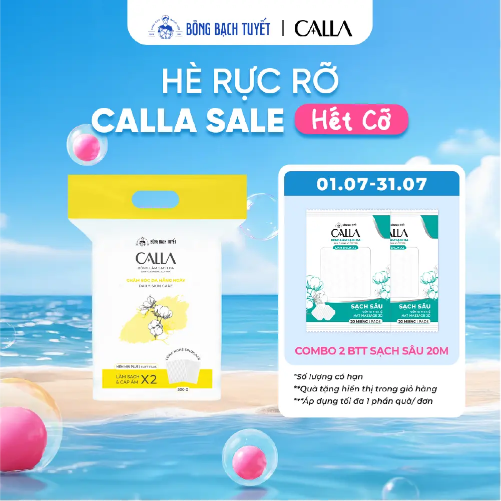 [Tặng Thêm 40 Miếng] Bông Tẩy Trang Bông Bạch Tuyết Calla Mềm Mịn Công Nghệ Spunlace 500g (790 Miếng/Túi)