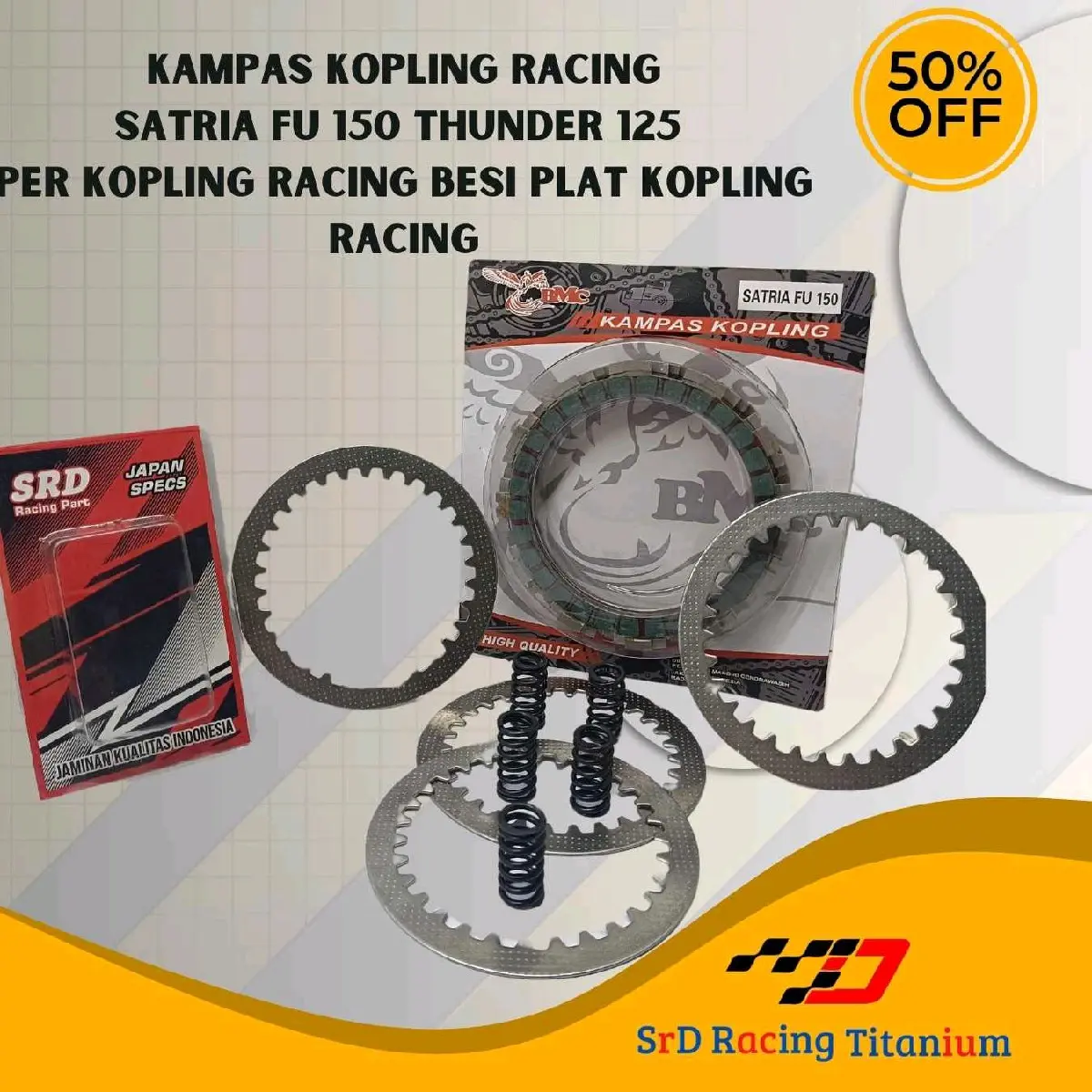 PAKET KOPLING SATRIA FU 150 THUNDER 125 KAMPAS KOPLING RACING BESI PLAT KOPLING TOTOL DAN PER KOPLING SRD RACING Motorcycle