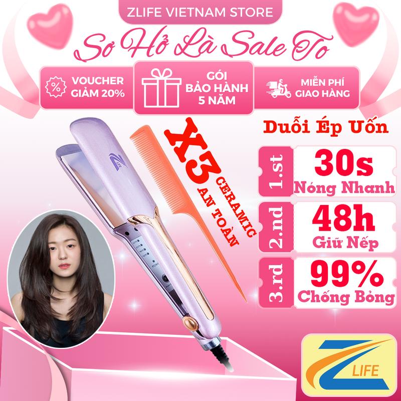 Máy Duỗi Tóc Uốn Tóc Cụp Làm Tóc Đa Năng Có 4 Mức Chỉnh Nhiệt X3 Ceramic Không Gây Hư Tổn Tóc Zlife