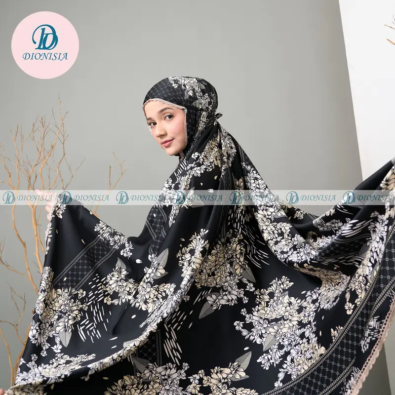 Mukena Dewasa Mukenah Travel Jumbo silky 2 in 1 DIONISIA Naura silk  cantik  mewah muslim renda Bordir 4