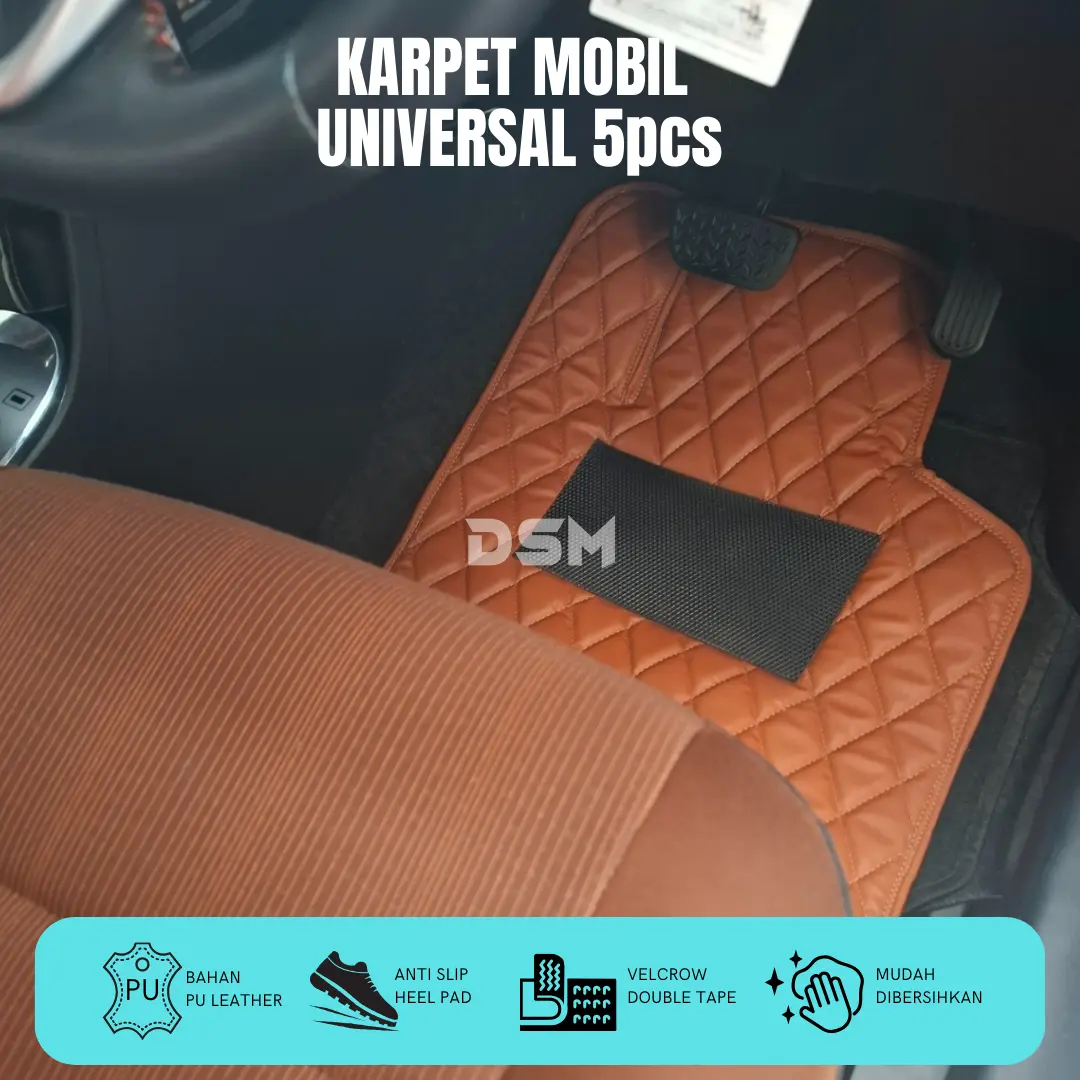 Karpet Mobil Universal 5 Pcs Bahan PU Leather Untuk Semua Jenis Mobil