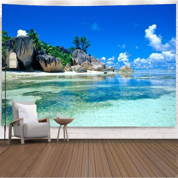 Hiasan dinding pemandangan laut dan lanskap sederhana untuk kamar tidur, samping tempat tidur, latar belakang sofa, dan siaran langsung.
