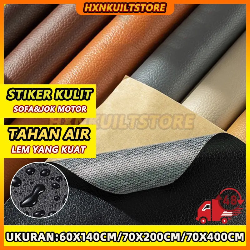 [H NKUILTSTORE]Sti er Kulit Pu | Leather Sti er Cover Perbaikan Kulit Sofa Yang Rusak Atau long Serba a Tambalan Jok Dash ard Kursi Bahan Premium - Hitam-Bahan PU, 60*140cm-A