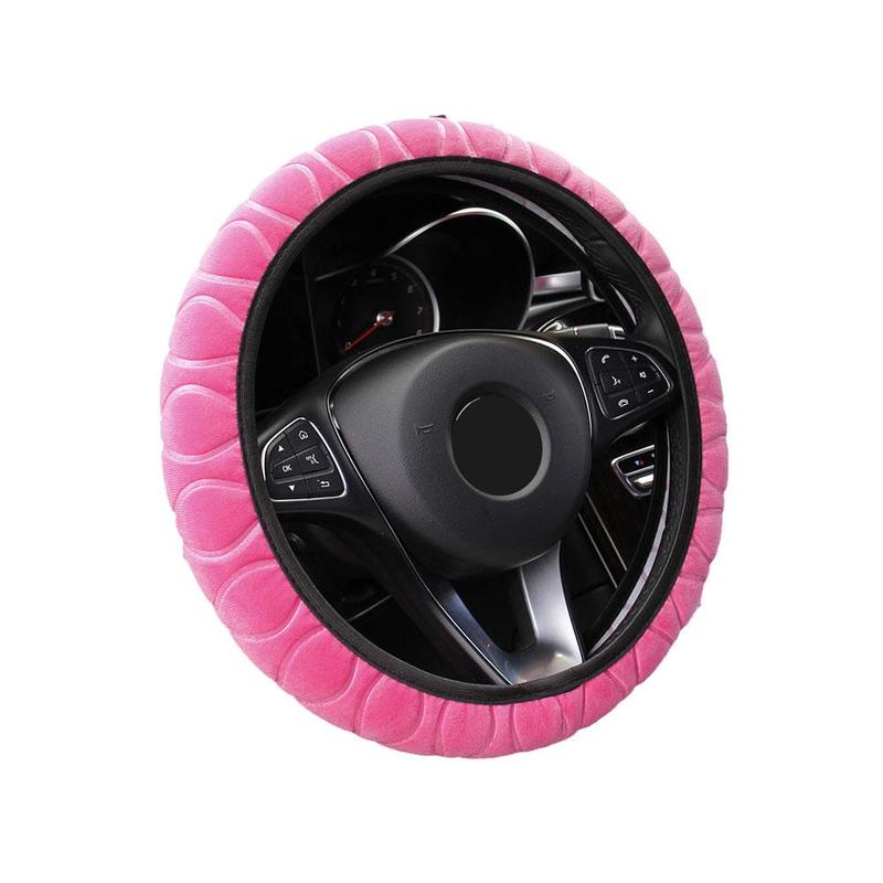 Product Introduction of 7 Colors Short Plush Car Steering Wheel Cover Universal Winter Warm Elastic Band Grip Protective Cover 25