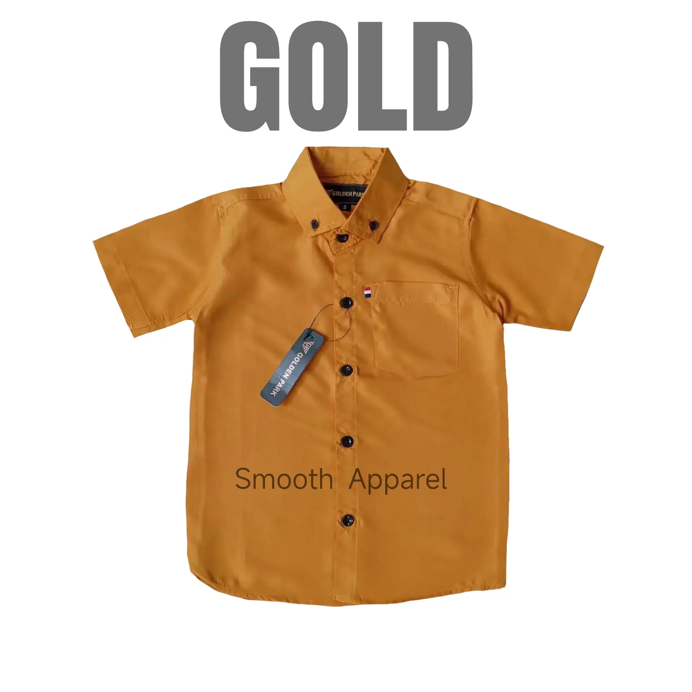 Atasan Baju Kemeja Anak Warna Gold Lengan Pendek Usia 1-13 Tahun