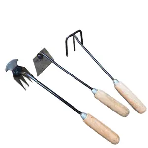 paket berkebun 3pcs gulma pembersih rumput sampah gagang kayu