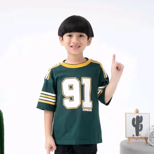 Kaos Baseball Oversize Anak Hijau Botol 1-11 Tahun Katun Combed 24s Baju Fashion