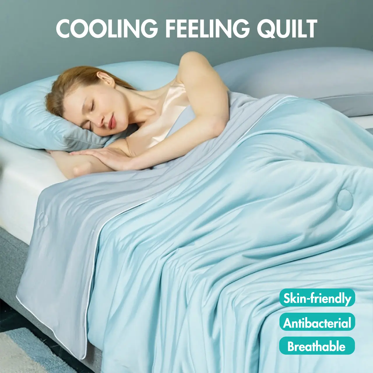 Summer simple light ice silk quilt machine washable air conditioning quilt solid color breathable nap quilt