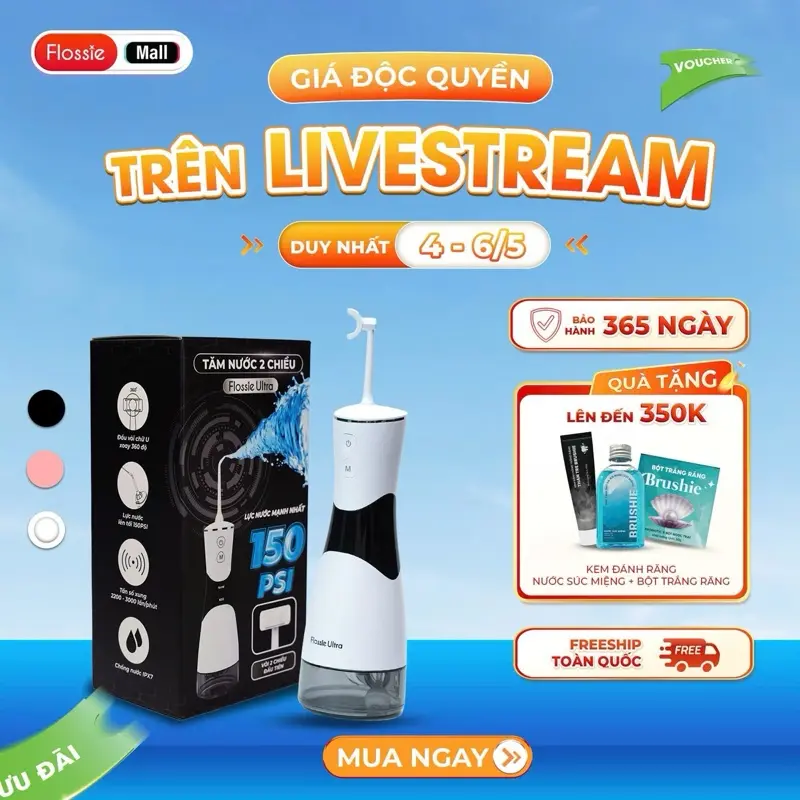 [NGÀY SALE CUỐI] Máy Tăm Nước 2 Chiều Flossie Ultra - Công Nghệ Làm Sạch Răng Miệng Vượt Trội| Chính Hãng, Bảo Hành 365 Ngày