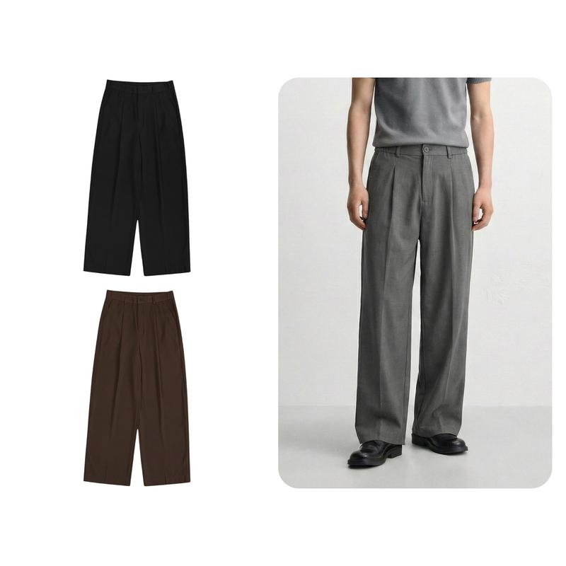 Quần dài Manor Pants Jack Lane, Quần âu ống rộng xếp ly chất liệu vải chéo hàn, wide leg trousers, phong cách tối giản