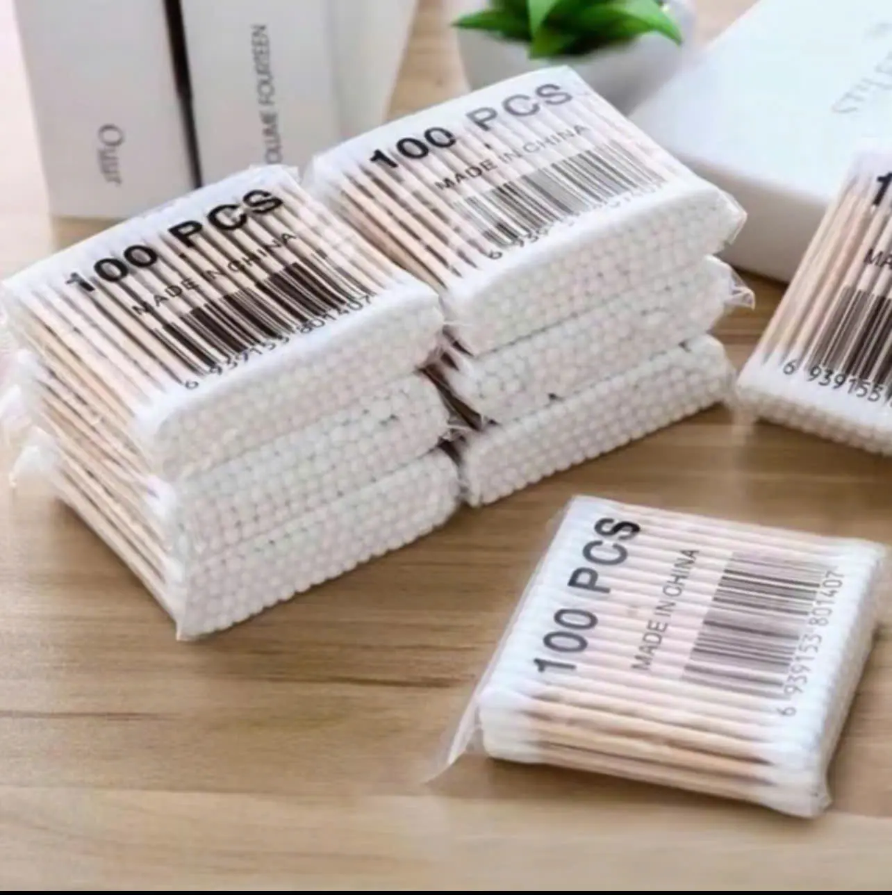 DEAL 1K Tăm Bông Gói 100 Chiếc Bằng Gỗ Tre Chắc Chắn Tiện Lợi Tăm Bông Ngoáy Tai Tre An Toàn Tiện Lợi