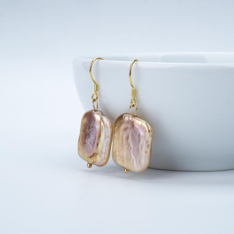 Product Introduction of shuIyuS925 silver accessories freshwater nuclear purple sugar cube baroque earrings 15mm special shape flawless ZH12381 3
