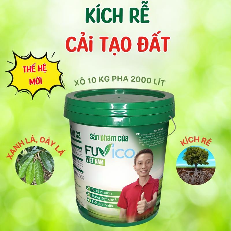  Phân bón rễ hữu cơ Fuvico tiết kiệm hơn 10-15% NPK cải tạo đất hạ phèn nhanh cây sung rễ khỏe bung đọt xanh lá dày lá  xô 10kg pha 2000 lít  