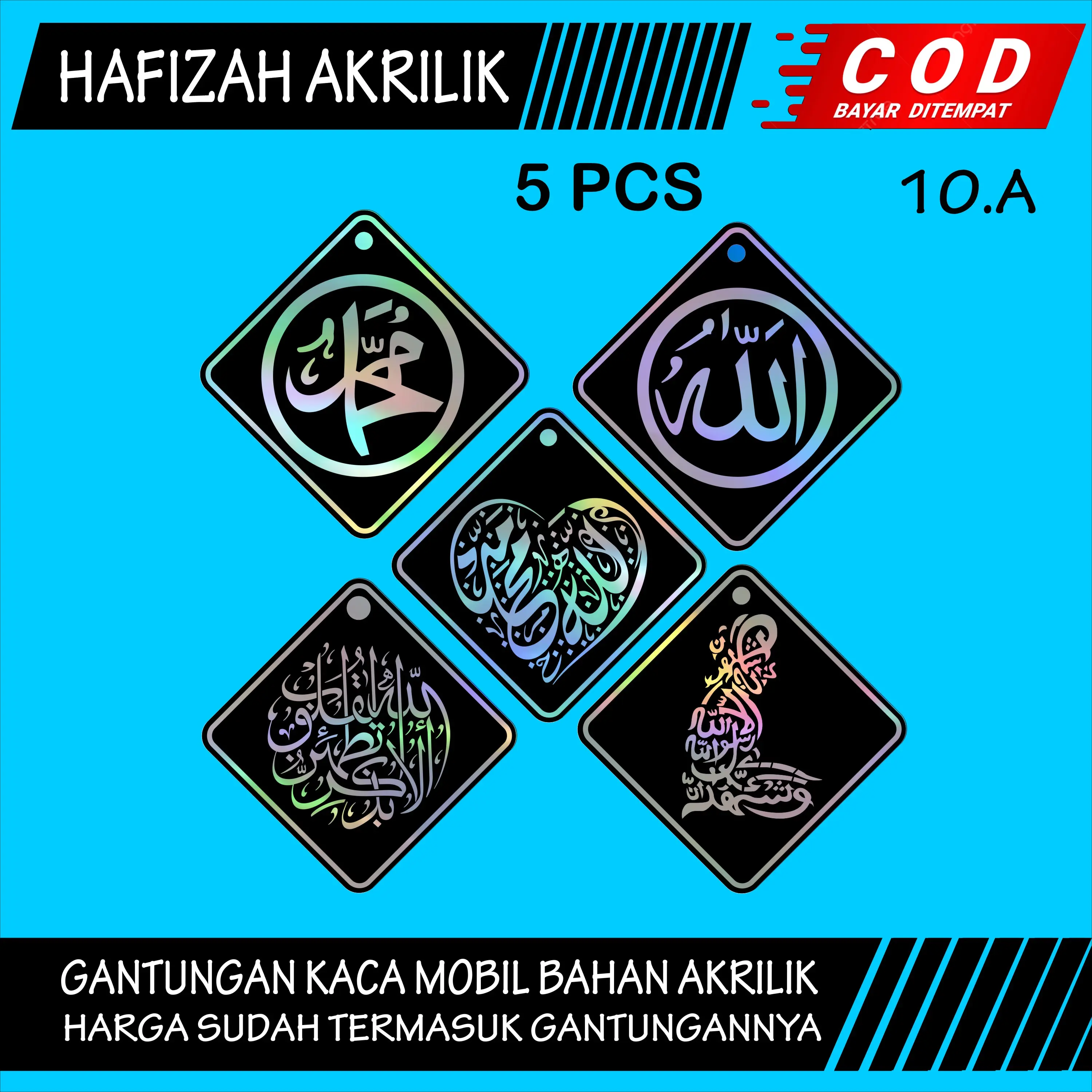 (COD) 5 PCS GANTUNGAN KACA MOBIL AKRILIK GANTUNGAN KACA TRUK VARIASI BEBAS CUSTOM KD 10.A