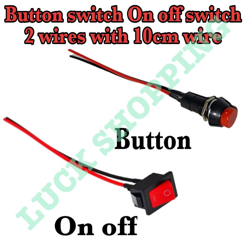 Button switch On off switch 2 wires with 10cm wire for Motorcycle ...