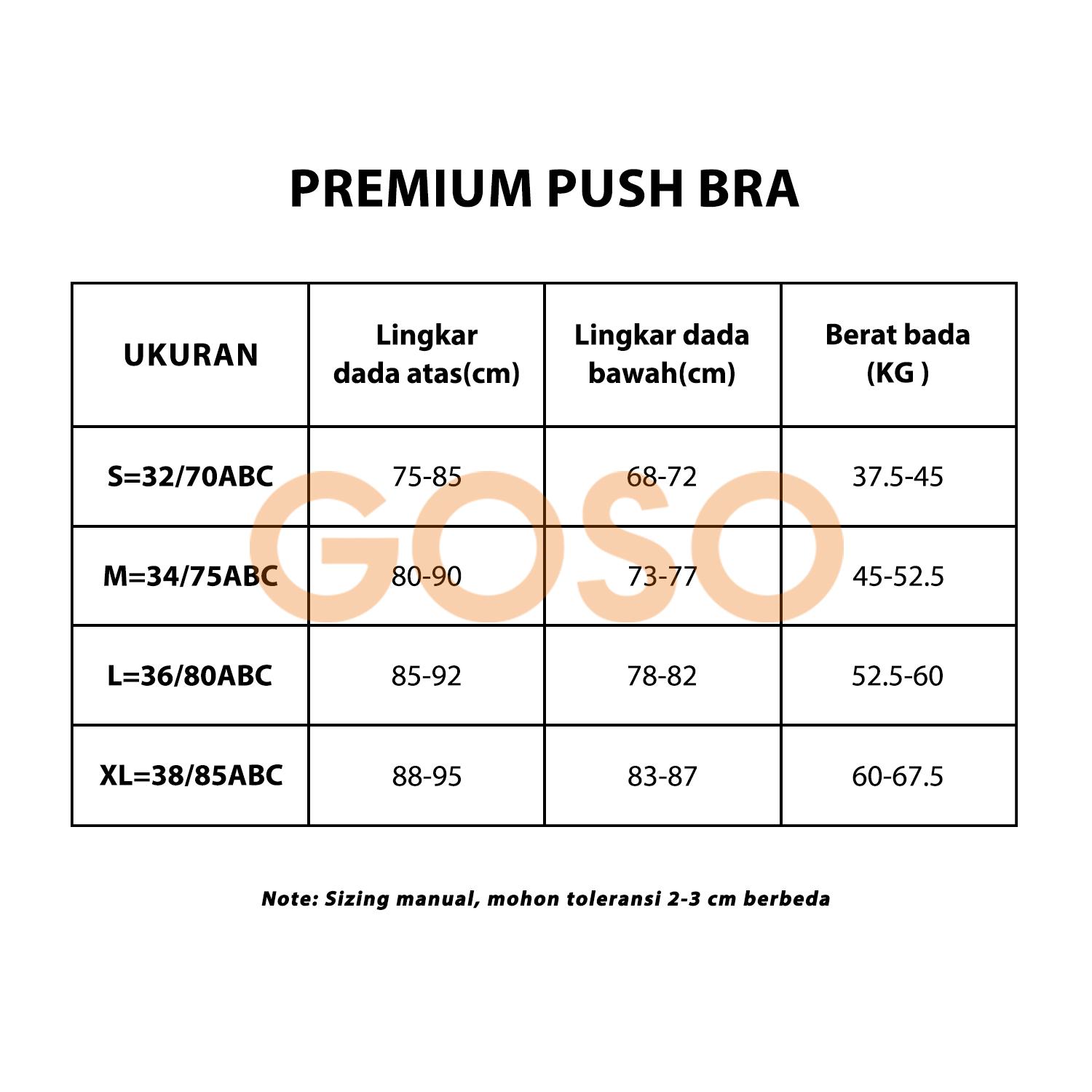 GOSO Bra Push Up Wanita Premium Bh 3/4 Cup Brassiere Support Lembut Tanpa Kawat Tipis Busa Lembut & Nyaman GOSO Bra Push Up Wanita Premium Bh 3/4 Cup Brassiere Support Lembut Tanpa Kawat Tipis Busa Lembut & Nyaman