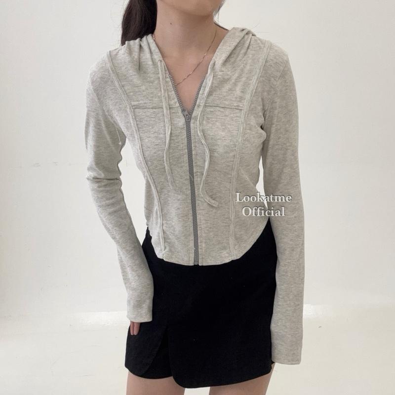 REVERIE TOP - Atasan Crop Jacket Wanita Lengan Panjang Bahan Stretch Adem Nyaman Melar Semi Jaket Outer 4