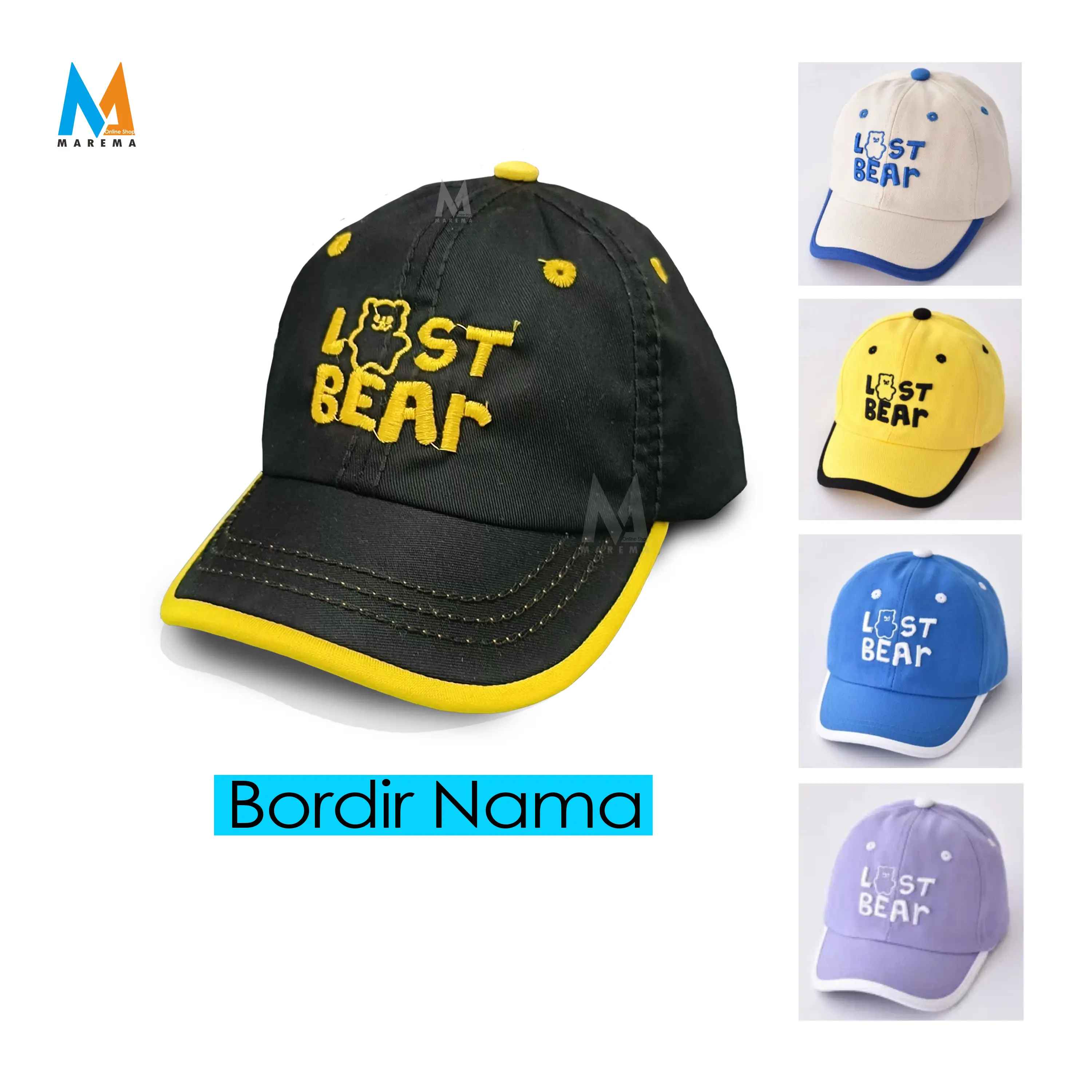 Topi Baseball Anak Motif Last bear Bordir Nama 3 - 6 Tahun Fashion Perempuan