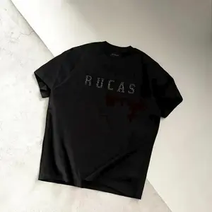 Rucas The Lnitial Hand Stitch Tee "All Collection' 100% Kaos Motif Print 100% Katun Kaos Longgar 1231A3