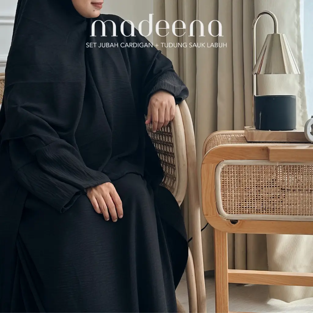 MADEENA set umrah haji - Set Jubah Cardigan + Tudung Sauk Labuh