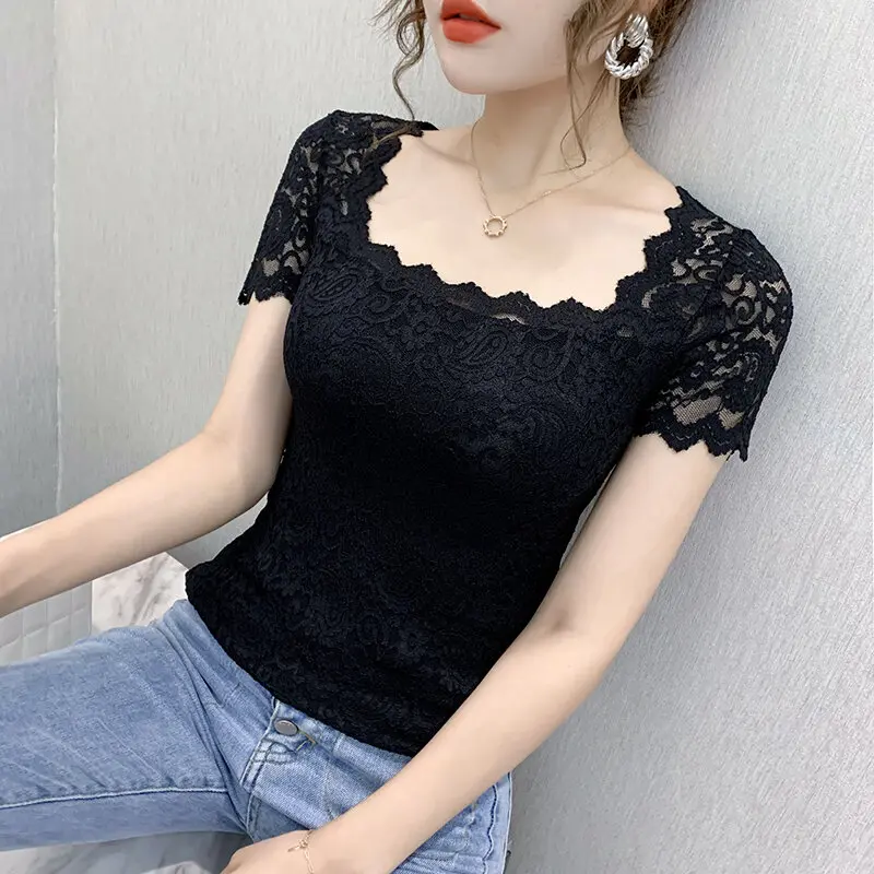 Áo Sơ Mi Ren Ngắn Tay, Thời Trang Mới, Gợi Cảm Và Thanh Lịch, Dáng Ôm, Áo Vest Nữ Hoang Dã, Áo Mùa Hè 2022